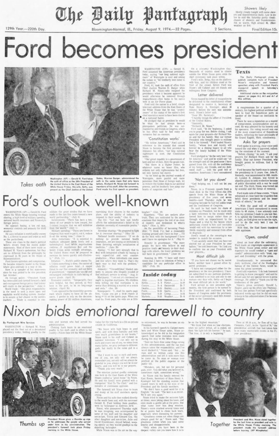 August 09, 1974 - Nixon resigns